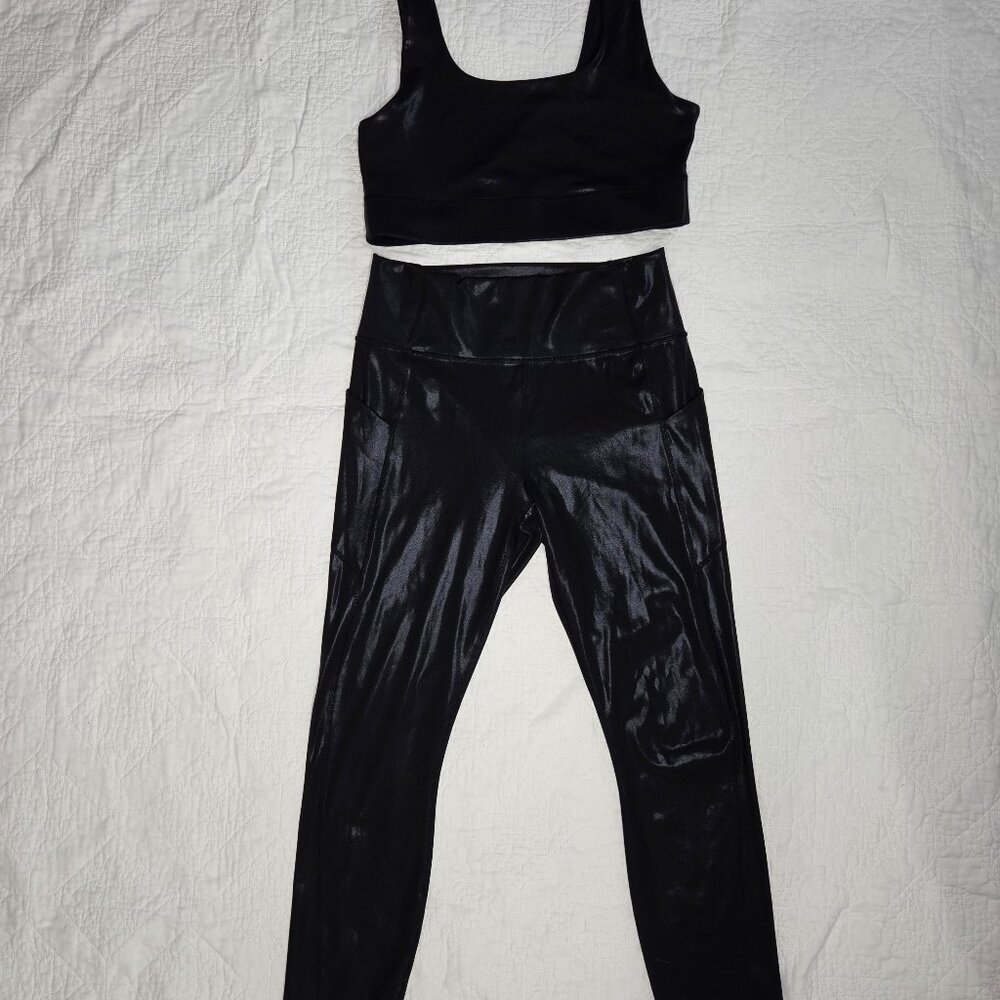 Fabletics Shiny Black Activewear Set, Including A… - image 2